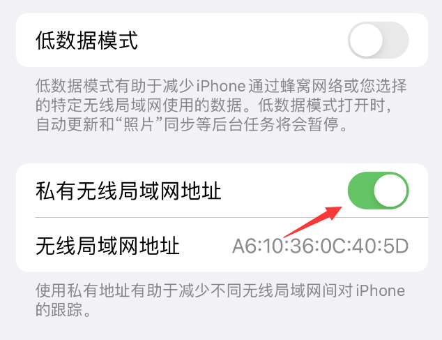 齐齐哈尔苹果wifi维修店分享iPhone私有无线局域网地址开启方法 